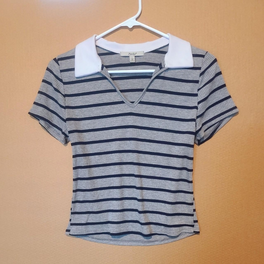 Papaya Gray Fitted Polo Short Sleeve T-Shirt